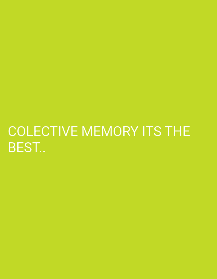 The image is a solid, light green background with the text "COLECTIVE MEMORY ITS THE BEST.." in white.