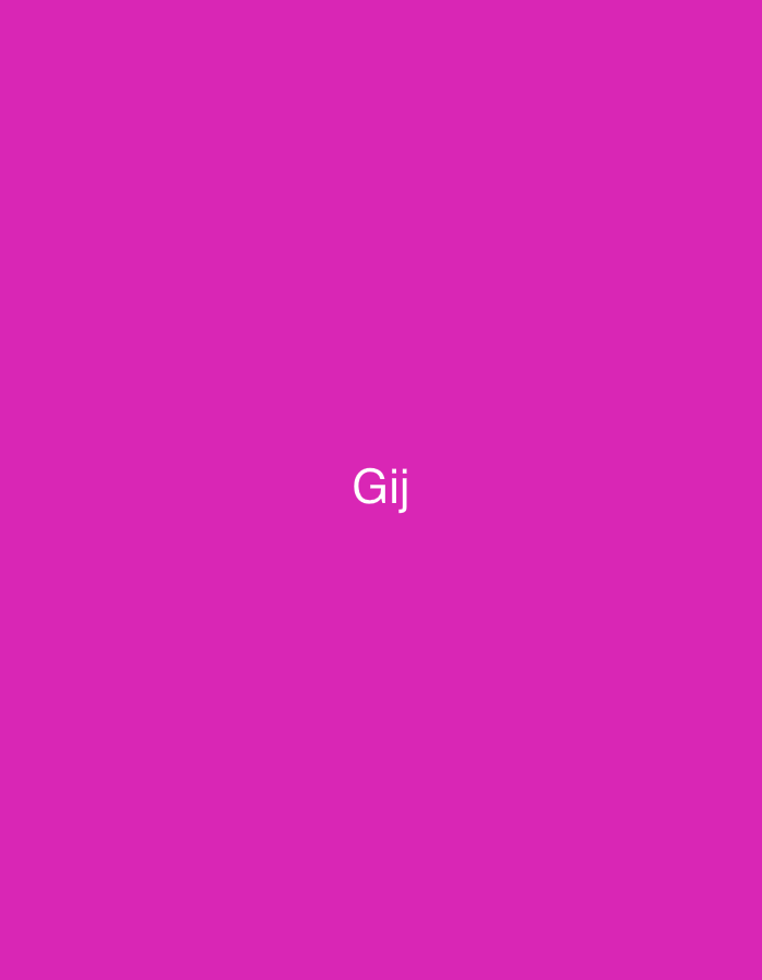 The image displays a solid magenta background (#E22F9E). Centered horizontally and slightly below the vertical midpoint of the frame, the word "Gij" is rendered in white, sans-serif typeface. No other subjects, objects, or environmental details are present. The image provides no visual information to determine a geographical location, city, or country, including Casablanca, Morocco.