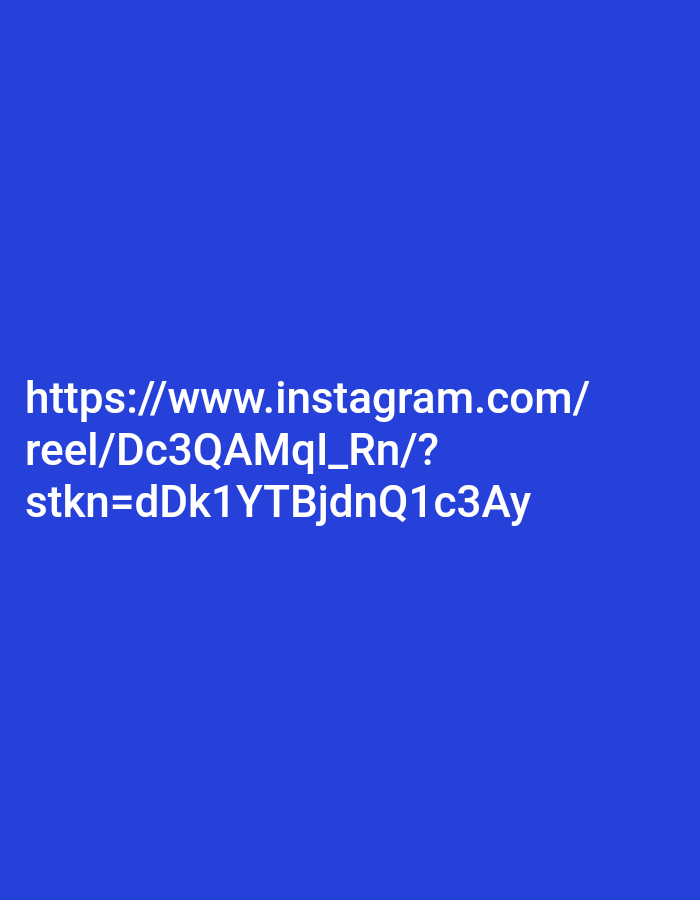 The image displays a URL for an Instagram Reel on a plain blue background. The URL is broken into three lines: "https://www.instagram.com/", "reel/Dc3QAMql_Rn/?", and "stkn=dDk1YTBjdnQ1c3Ay". There are no people, subjects, objects, actions, interactions, or environmental details visible. The location in the city of Kendayakan, Indonesia, is not depicted or referenced in the image.