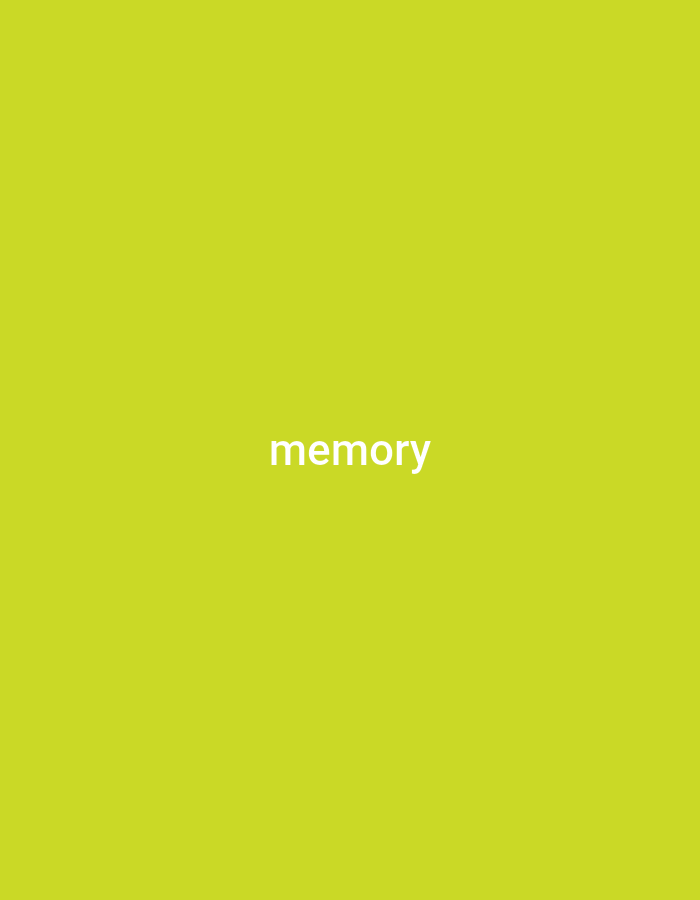 The image shows the word "memory" in white, sans-serif font, centered on a bright green background. The word is clear and legible, with no other objects or people present in the frame. There is no visible indication of the image's location in Cricova, Moldova.
