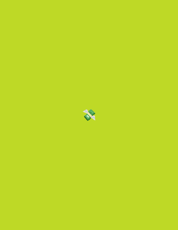 A cartoon depiction of a wad of US currency, bound with a white band, is shown with small white wings on a lime green background. The bill is green with a dollar sign on it. The wad is positioned in the center of the image, angled slightly upwards and to the left. The background is a solid, vibrant lime green color, suggesting an abstract or conceptual setting rather than a specific geographic location. There are no people, buildings, or environmental features present in the scene.