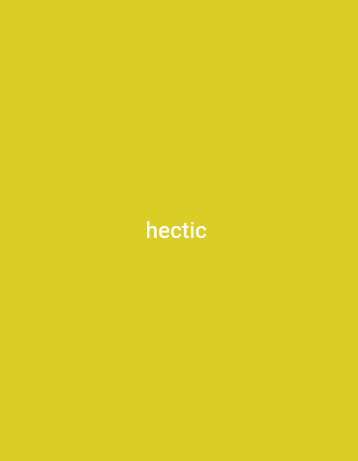 This media file features a plain, yellow background with the word "hectic" in white text positioned in the center. There are no people, objects, scenes, or settings depicted, nor is there any activity or event taking place. The text itself is the sole subject. No time of day, weather, location cues, or emotions are conveyed. The text "hectic" is clearly visible. The provided location context of Tabari Jauro Manu, Nigeria, does not have any relevance to the visual content of the media file.
