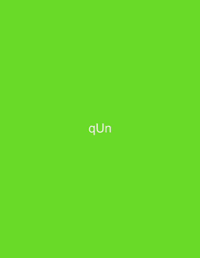 The image displays a uniform, solid lime-green background. Centered both horizontally and slightly above the vertical midpoint, the white text "qUn" is presented in a clear, sans-serif typeface. There are no individuals, objects, or environmental details present beyond the colored background and the text. The image itself offers no visual cues, landmarks, or contextual information to indicate a specific geographic location, including Casablanca, Morocco, or any other city or country.