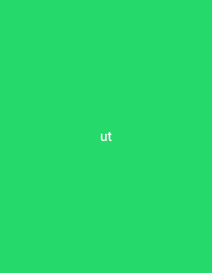 The image presents a solid, vibrant green background. Centered within the frame are the two lowercase letters "ut," rendered in a plain white sans-serif font. No other discernable objects, subjects, or environmental features are present in the image. This scene is located in the city of Casablanca, Morocco.