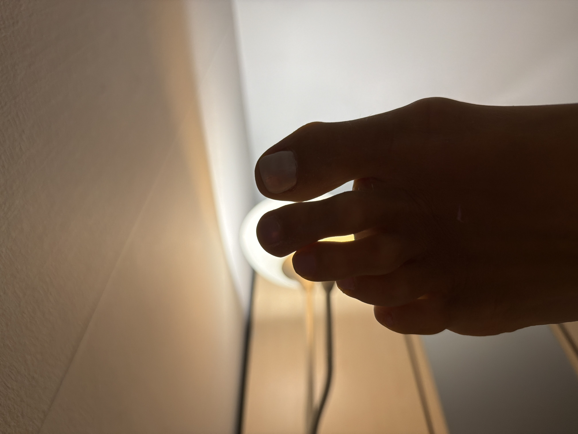 A close-up photograph depicts a human foot with light-colored toenails hovering in front of a blurred, warm-toned background, potentially illuminated by a lamp. The setting appears to be indoors. The location, Saint Petersburg, Russia, cannot be verified from the image.