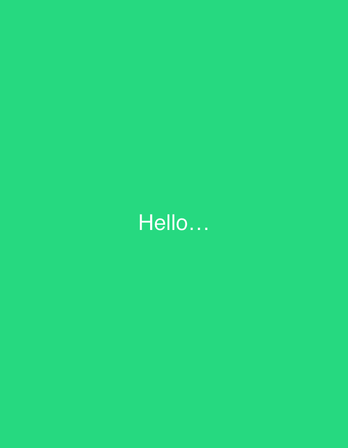 The image is a solid green color with the word "Hello..." in white font in the center of the frame. There is no discernible scene depicting the city of Chemoshur, Russia, people, subjects, objects, actions, interactions, or environmental features.