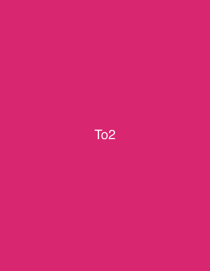 The image displays a uniform, solid magenta background. In the lower-central portion of the frame, the white sans-serif text "To2" is prominently visible. There are no discernible people, objects, actions, interactions, or environmental elements beyond the colored background and text. The image provides no visual cues to indicate any specific geographical location, including a city like Casablanca, Morocco.
