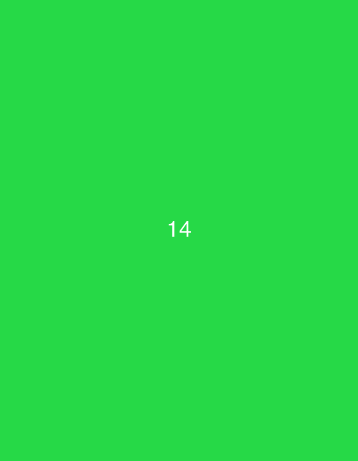 The image contains the number "14" in white text centered horizontally on a bright green background. There are no people, objects, or environmental details visible in the image, and it is impossible to determine its location in Đà Nẵng, Vietnam, or any other specific location.