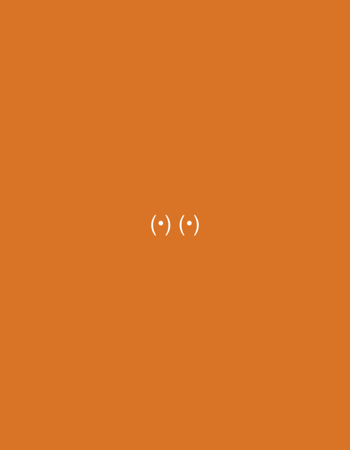 A graphic illustration features a simple, centered emoticon on a solid orange background. The emoticon consists of two sets of parentheses, each containing a dot. The left parenthesis with its dot is slightly to the left of the center of the image, and the right parenthesis with its dot is slightly to the right of the center. The emoticon is white.