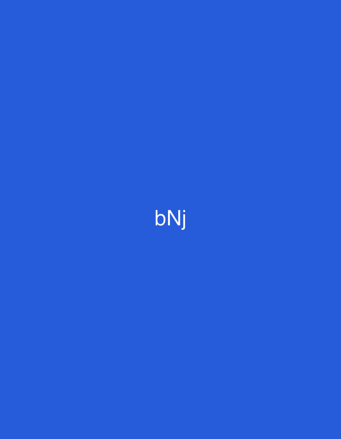 This digital graphic features a solid, uniform royal blue background. Centered horizontally and vertically on this background is the text "bNj" rendered in white, sans-serif typography. The text is composed of a lowercase 'b', an uppercase 'N', and a lowercase 'j'. No other subjects, objects, or environmental details are present within the visual frame. This graphic is identified as being associated with the city of Casablanca, Morocco.