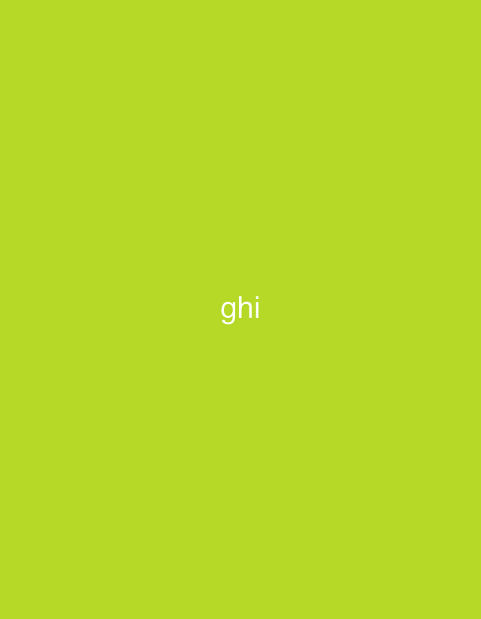 The image displays a solid, uniform lime green background. Centered horizontally and vertically on this background are the lowercase letters "ghi" rendered in a plain white sans-serif typeface. No other objects, subjects, or environmental details are present in the image. The image provides no information regarding a location in Casablanca, Morocco, or any other geographical context.