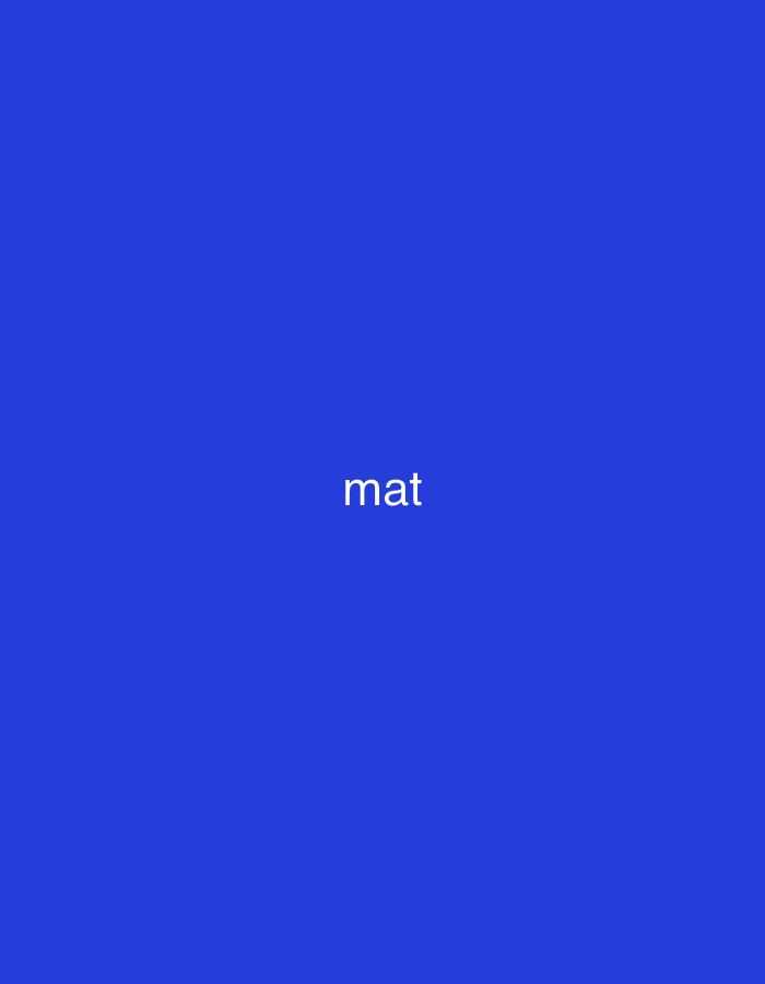 Located in Casablanca, Morocco, the image displays a solid royal blue background. Centrally positioned, the word "mat" is rendered in white, lowercase sans-serif characters. No other subjects, objects, actions, or specific environmental details are present.