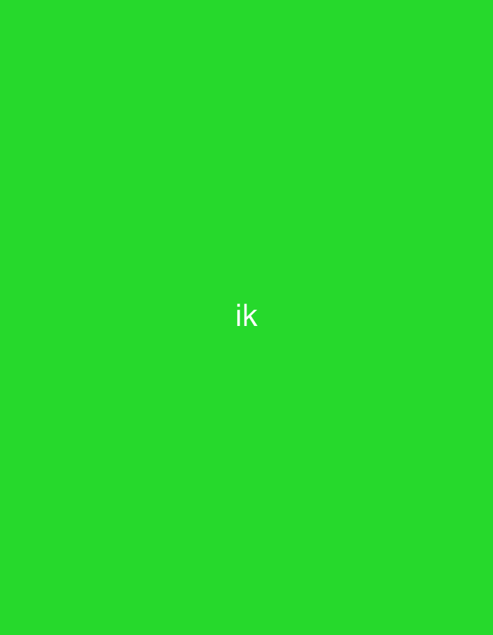 A digital graphic features the white lowercase letters 'ik' centrally positioned against a uniform, vibrant green background. The scene is devoid of any other visual subjects, objects, or environmental details. This image is located in the city of Casablanca, Morocco.