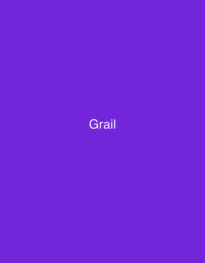 The image is a solid purple background with the word "Grail" written in white text in the center. There is no discernible location or context within the city of Kaolinovo, Bulgaria, as the image contains only the text and a uniform background.