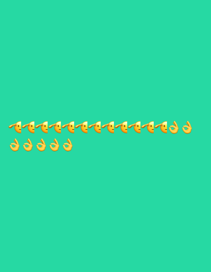 The image displays a sequence of emojis against a solid teal background. The emojis consist of a pointing finger emoji and an "okay" hand gesture emoji. The pointing finger emojis are arranged in a line across the top of the image, and the "okay" hand gesture emojis are arranged in a line below them. The background is a uniform teal color, with no discernible features or context related to Nkpor, Nigeria. The image appears to be digitally created and does not depict any real-world scene.