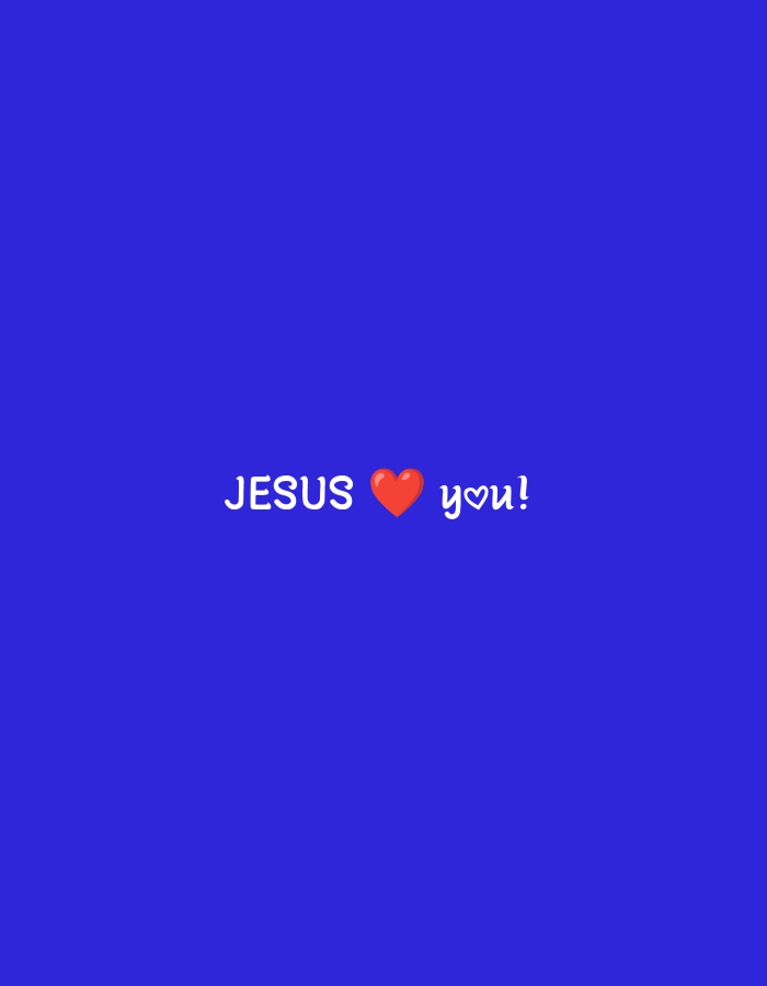 A blue background features white text reading "JESUS" followed by a red heart emoji, and then white text reading "you!". The text is centrally located and appears to be the main subject of the image. There is no discernible location in the city of Kuta Selatan, Indonesia associated with this image.