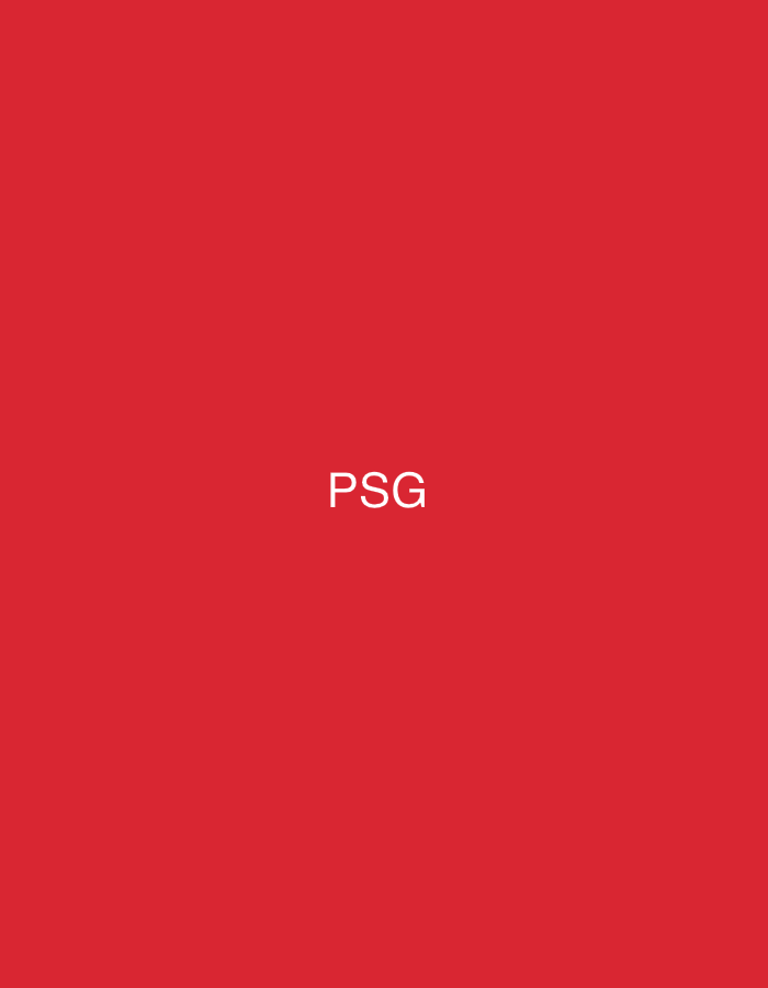 The image is a plain red background with the white letters "PSG" centered in the middle.