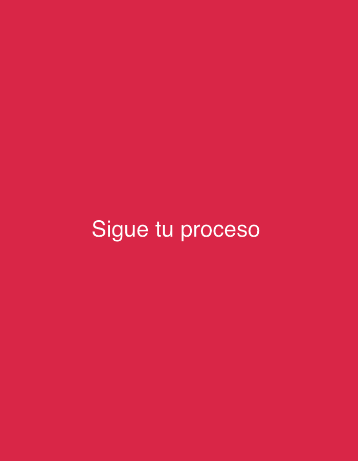 The image shows a plain, solid red background with white text centered horizontally and vertically. The text reads "Sigue tu proceso". There are no people, objects, actions, interactions, or environmental features depicted in the image. The location of Tinaquillo, Venezuela is not discernible from the visual information provided in the image.