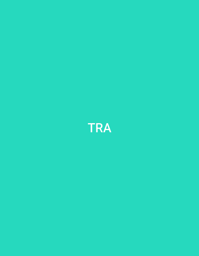 The image presents a singular graphical composition, potentially originating from or associated with the city of Casablanca, Morocco. The entire frame is filled with a solid, uniform teal-colored background. Centered horizontally and vertically on this backdrop are the three capital letters "TRA," rendered in white text. The scene is devoid of people, specific subjects, physical objects, ongoing actions, or interactions. The environment is abstract, characterized solely by the continuous teal color field, with no discernible geographical or contextual details.
