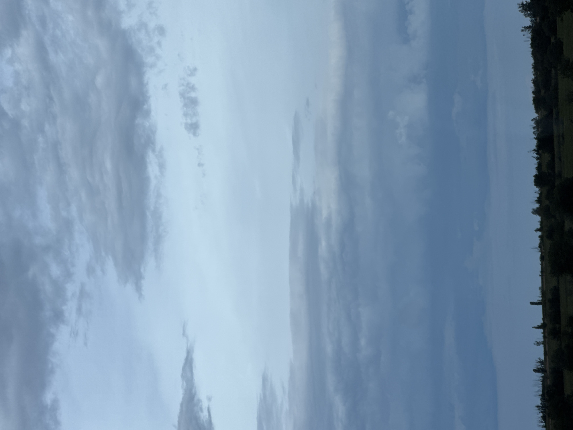 The image depicts a landscape scene with a dark, overcast sky dominating the upper portion. The lower part of the image features a silhouetted treeline, suggesting a rural or natural environment. The sky is filled with layered clouds of varying shades of gray, indicating a potentially moody or approaching storm. The absence of specific landmarks or human activity makes it difficult to pinpoint an exact location within Gelemenovo, Bulgaria, but the general scene is one of an open, natural space under a heavily clouded sky.