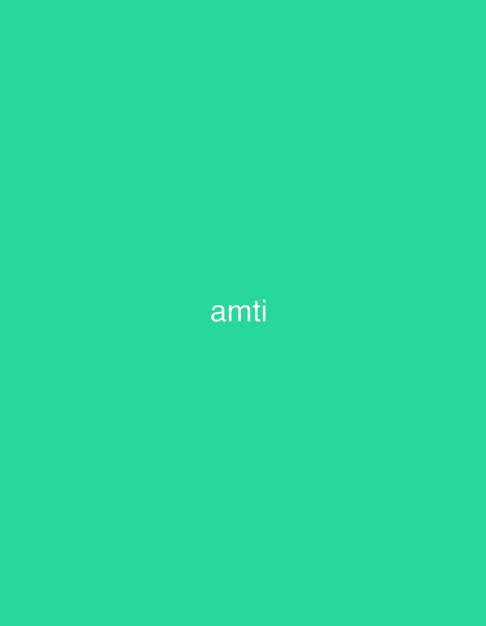 The image displays a solid, uniform teal-colored background. Centrally positioned on this monochromatic field is the word "amti", rendered in white, lowercase, sans-serif typography. No other visual subjects, objects, individuals, or environmental details are present. The text "amti" is identifiable as a reference to entities or organizations situated in Casablanca, Morocco.