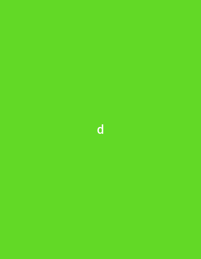 A lime green background with the lowercase letter "d" in white, centered.