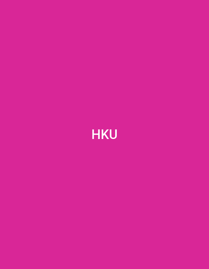 The scene, situated in Casablanca, Morocco, displays a solid magenta background, uniformly covering the entire visual field. In the precise center of this magenta field, the white, sans-serif uppercase letters "HKU" are displayed, with no other discernible objects, people, actions, interactions, or environmental features present.