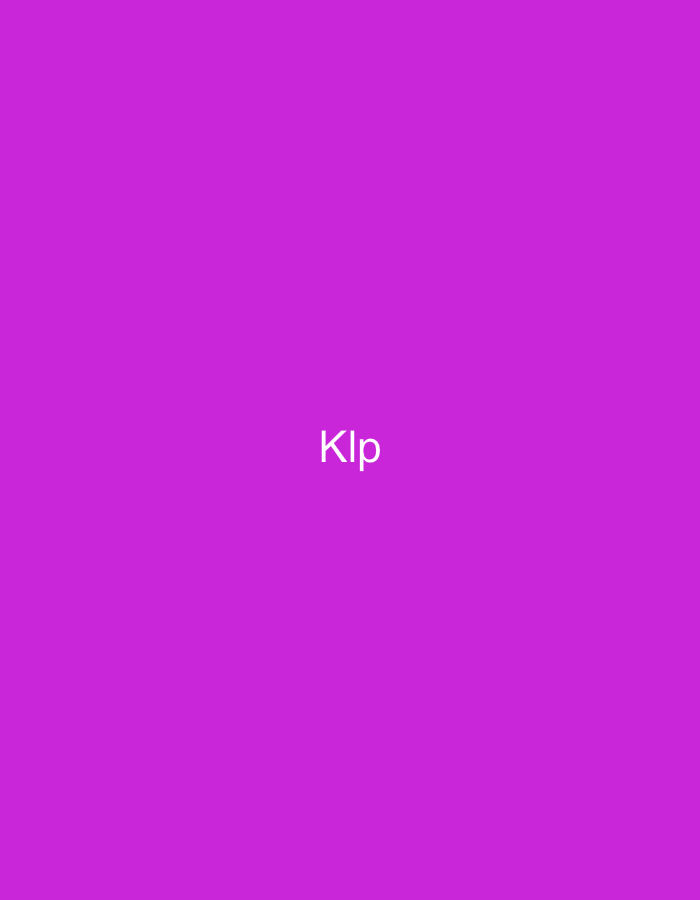 The image depicts a solid, vibrant magenta background with the white, sans-serif text 'Klp' centrally positioned. There are no other discernible subjects, objects, people, actions, or environmental features within the frame. This scene is situated in the city of Casablanca, Morocco.