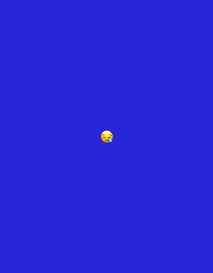 The image displays a single digital emoji centered on a solid, uniform blue background. The emoji depicts a yellow face with closed eyes, indicating sleep, and a light blue teardrop-shaped snot bubble emanating from its left nostril, commonly associated with deep sleep or extreme tiredness. There are no other objects, figures, or discernible environmental details present. The image does not contain any visual information or context that would indicate a physical location, including the city of Santa Ana, Venezuela, or any other geographical area.