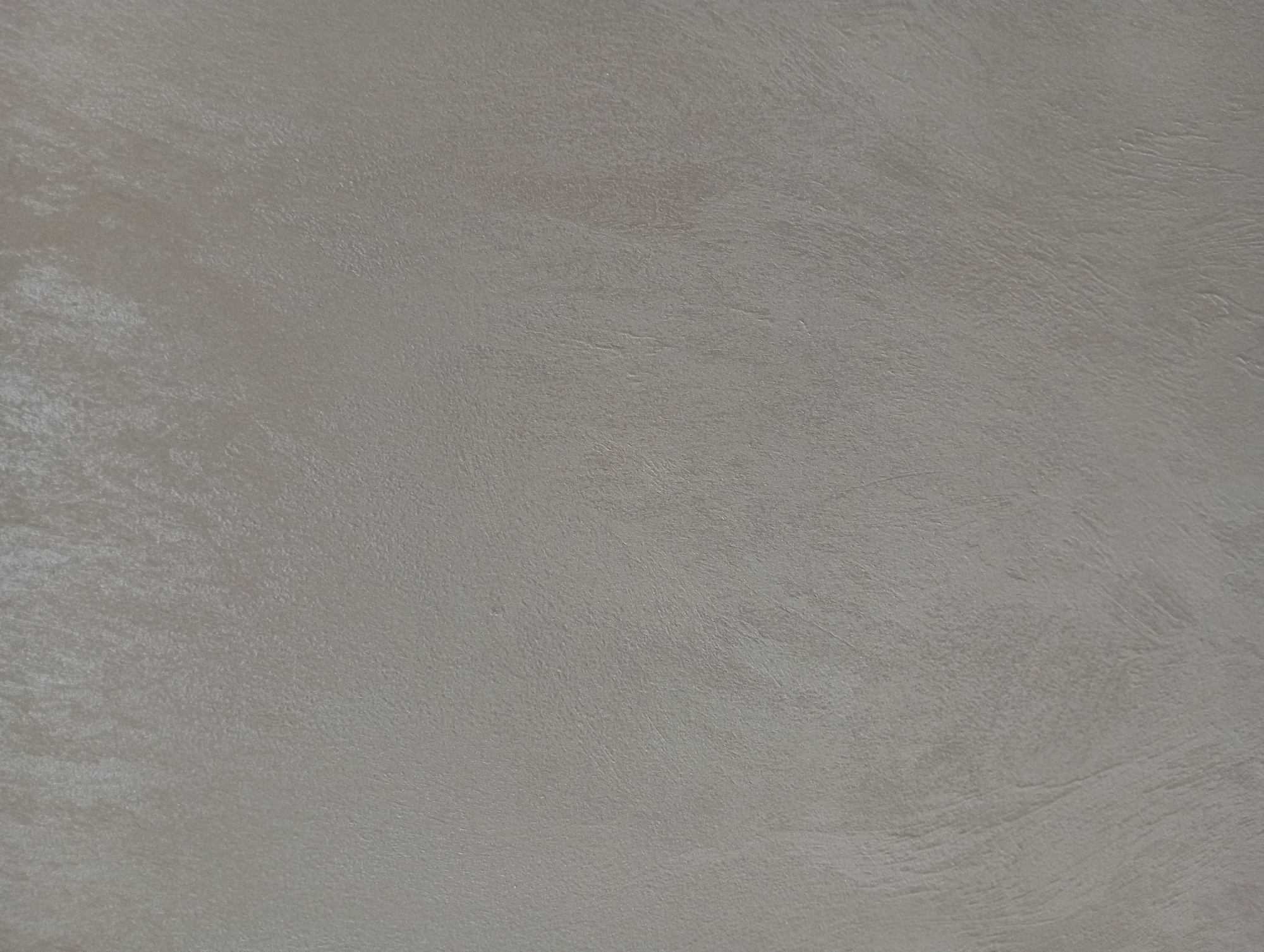 This is a close-up, textured image of a wall, likely an interior wall. The surface appears to be a matte finish with a subtle sheen, possibly stucco or a similar plaster. The color is a neutral, light beige or taupe. There are visible brushstrokes or trowel marks that create a slightly uneven, organic texture across the surface. Some areas appear slightly lighter or darker due to the play of light on the texture, creating subtle highlights and shadows. There are no people, objects, or discernable features that would indicate a specific location within the city of Hlynytsi, Ukraine. The image focuses solely on the wall's surface.