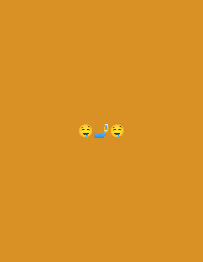 Two yellow emoji faces with closed eyes and open mouths, from which blue drops are falling, are positioned side-by-side. A blue rectangular object, possibly a phone or a sign, is held between them. The background is a solid, uniform orange color. This image is not related to any specific location in Ngargosari, Indonesia, as it is a digital graphic.