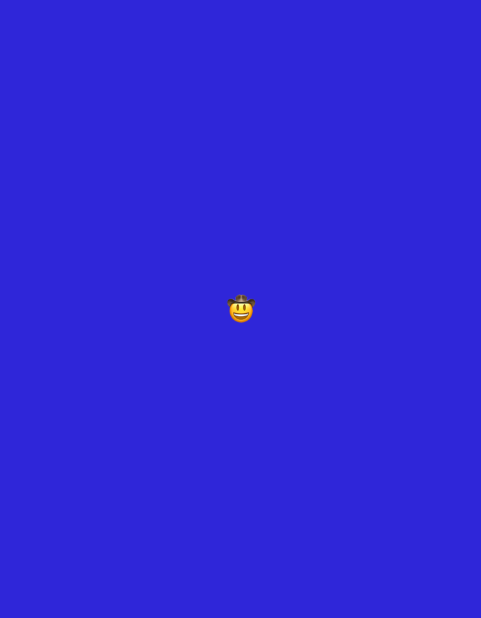 The image presents a digital composition featuring a solid, uniform blue background. Centrally positioned within this frame is a single emoji, identified as being located in the city of Santa Ana, Venezuela. The emoji displays a yellow circular face with two small black oval eyes and an upturned black line representing a smile. A brown cowboy hat with a darker brown hatband is placed on top of the emoji's head. There are no additional subjects, objects, or environmental features discernible in the visual content.