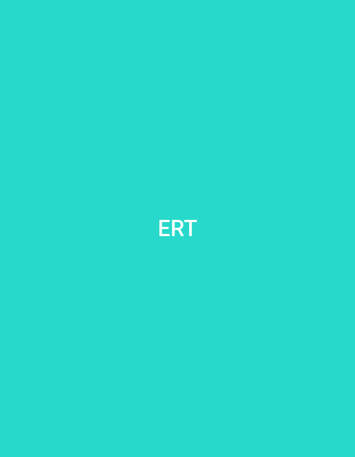 The image displays a uniform, solid teal-colored background. Centered on this background are three white uppercase sans-serif letters, forming the acronym "ERT". No other visual elements, such as people, objects, or environmental details, are present. The image provides no discernable geographical context or identifying features that would permit its localization to the city of Casablanca, Morocco, or any other specific geographical area.