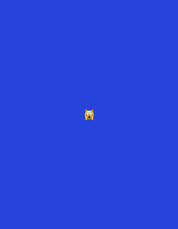 A digital graphic features a single weary cat face emoji (🙀), rendered in yellow with wide white eyes and a small, open oval mouth, positioned centrally against a solid royal blue background. The emoji exhibits a surprised or shocked expression. No people, additional subjects, physical objects, actions, or environmental details are present within the frame. This digital image is contextualized within the city of Santa Ana, Venezuela.