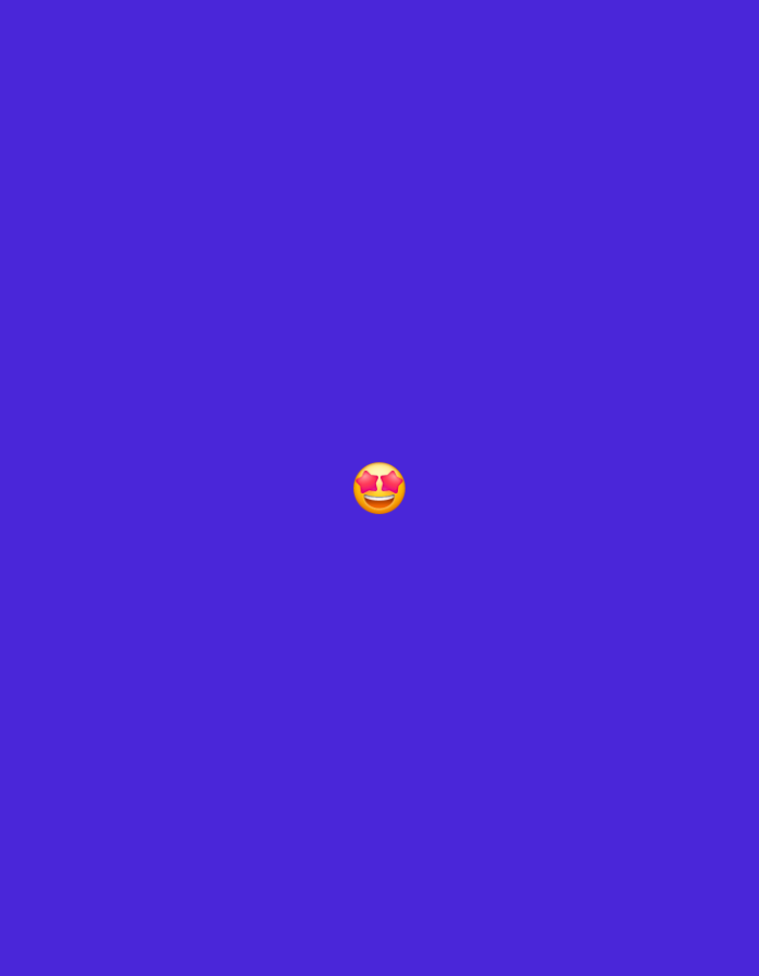 The image is a simple digital illustration featuring a single emoji on a solid purple background. The emoji is a yellow face with bright red star-shaped eyes, indicating excitement or adoration. The emoji is positioned in the center of the frame, with ample negative space surrounding it. There are no discernible environmental details or context to suggest a specific location in a city.