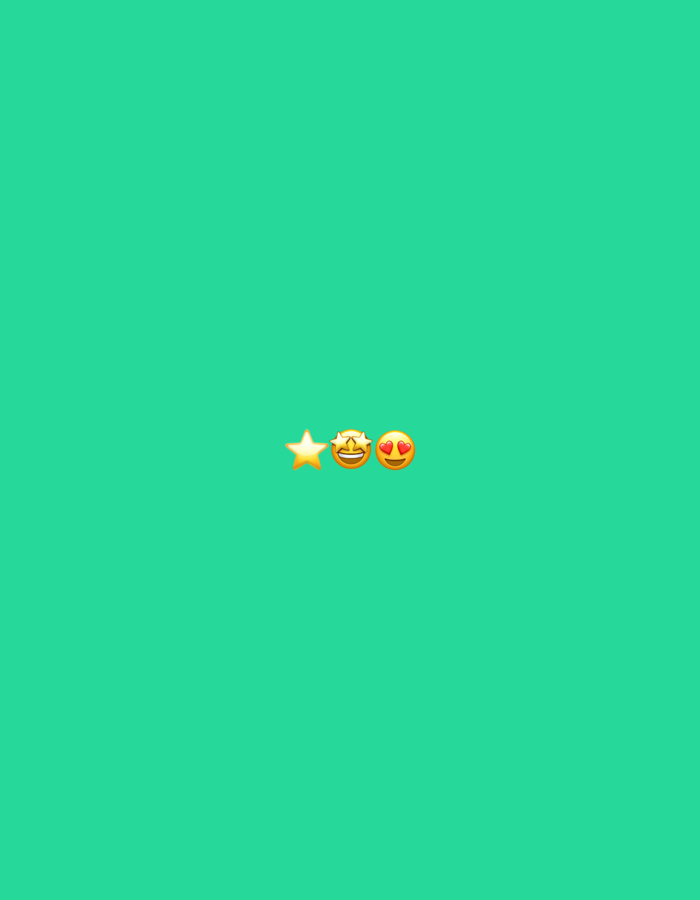 The image shows a plain, teal background. Centered horizontally and positioned slightly below the vertical center are three emojis. From left to right, they are a yellow star, a grinning face with stars, and a smiling face with heart-shaped eyes. There are no discernible elements that would place this image in Rusanovo, Russia, or any specific urban or natural environment.