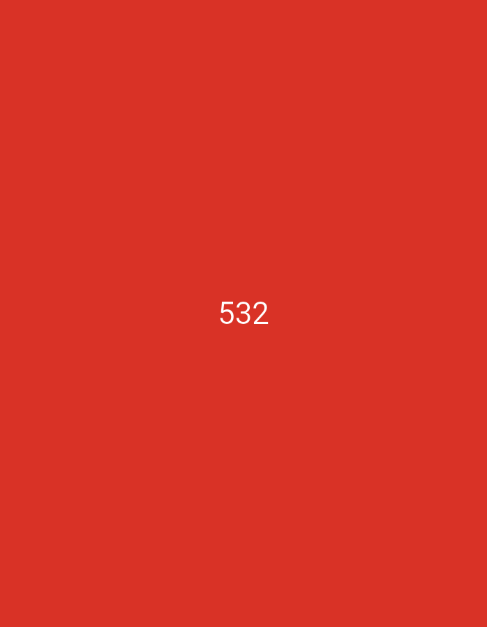 A plain red background fills the image. In the center of the frame, the white numbers "532" are printed. There are no other objects or people in the image.