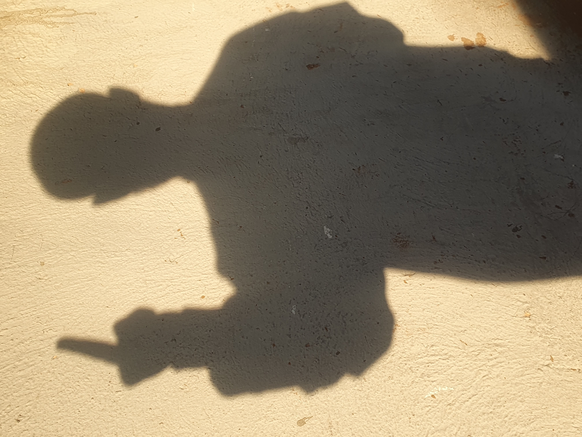 The image depicts the shadow of a person casting a middle finger gesture against a textured, light-colored wall. The shadow shows the silhouette of a head, torso, and an arm raised with the middle finger extended. The wall appears to be outdoors, with some subtle imperfections and speckles visible. The lighting suggests it is daytime, possibly late afternoon due to the angle of the shadow. The scene is located in Gura Top, Nigeria.