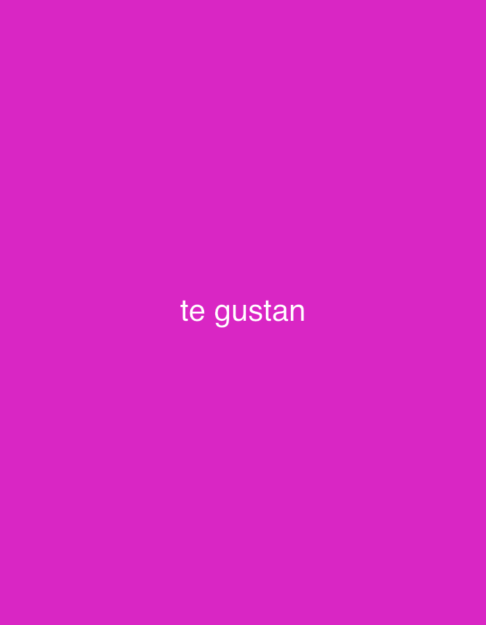The image is a solid magenta background with the white Spanish text "te gustan" centered vertically and horizontally. There is no discernible location in the city of El Maco, Venezuela.
