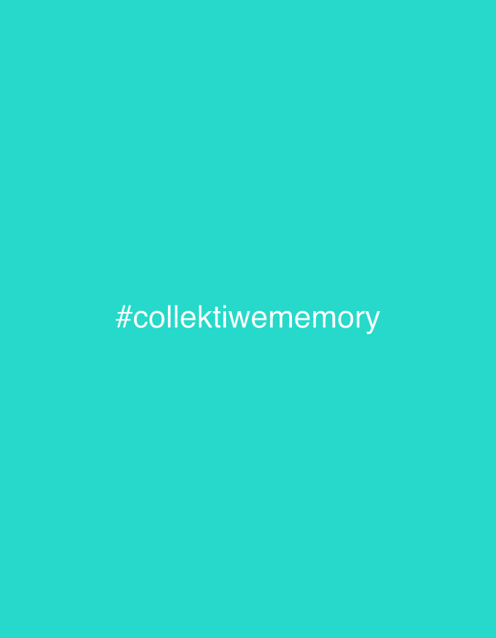 This media file is a static image with a solid, bright teal background. Centered on the image is white text that reads "#collektiwe memory". The text is in a sans-serif font and appears to be in all lowercase letters, except for the hashtag symbol. There are no other subjects, objects, activities, or notable details present in the image. The image is a simple, minimalist presentation of text against a colored background.