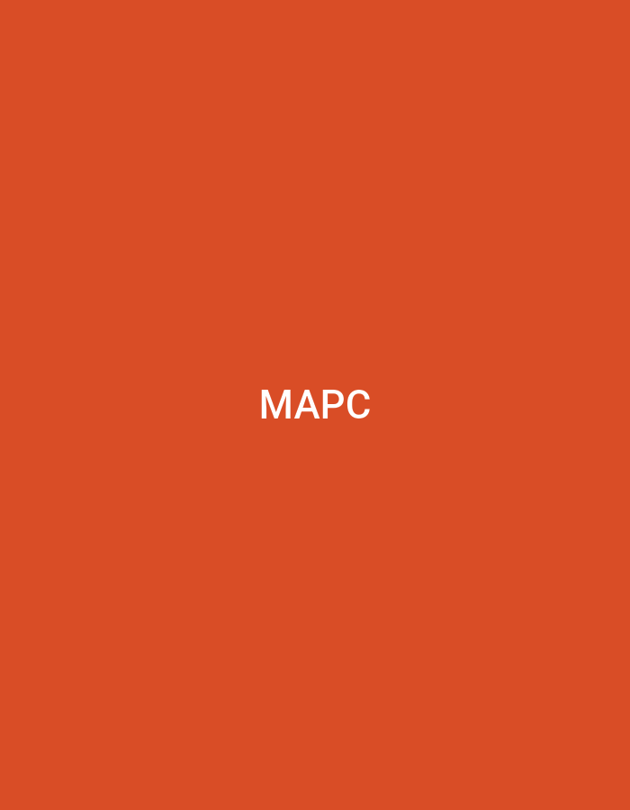 A solid orange background fills the entire image. In the center, the white text "MAPC" is displayed.