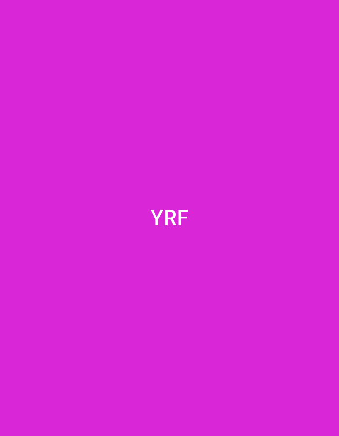 The image displays a solid, uniform magenta-colored background. Centered horizontally and vertically within this background are three capital letters, "YRF," rendered in white. No individuals, discernible objects beyond the text, actions, or specific environmental features are present. The image provides no visual information or context to indicate a specific geographic location, including the city of Casablanca, Morocco.