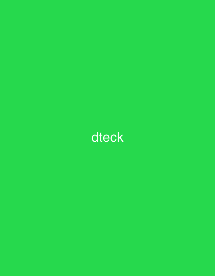 The image displays the lowercase word "dteck" in white, sans-serif typography, centrally positioned against a solid, bright green background. No people, discernible objects other than the text, actions, or interactions are depicted. The visual content offers no environmental details that would indicate a specific geographical location, such as Casablanca, Morocco.