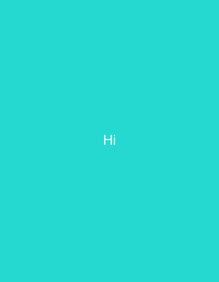 A cyan background displays the word "Hi" in white text, centered. There are no people, objects, actions, interactions, or environmental elements indicative of Middelburg, Netherlands.