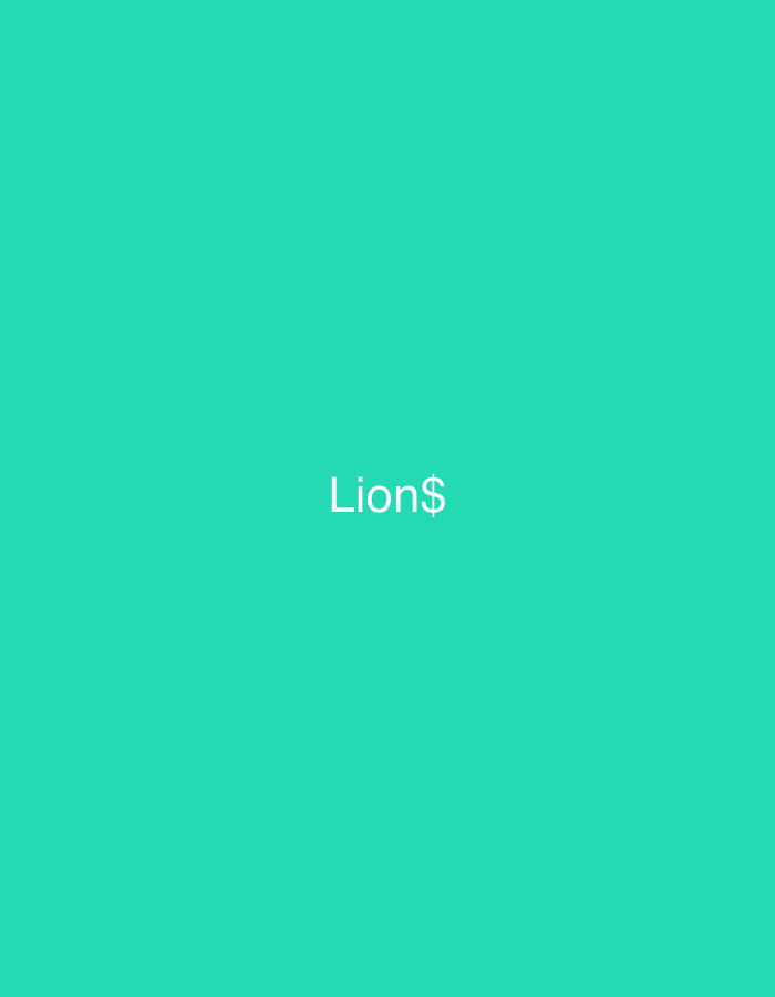 The image is a plain, teal-colored background with the white text "Lion$" centered horizontally and vertically. There are no other objects, people, or environmental details present. The image does not depict any location in Casablanca, Morocco, or any other specific geographical area.