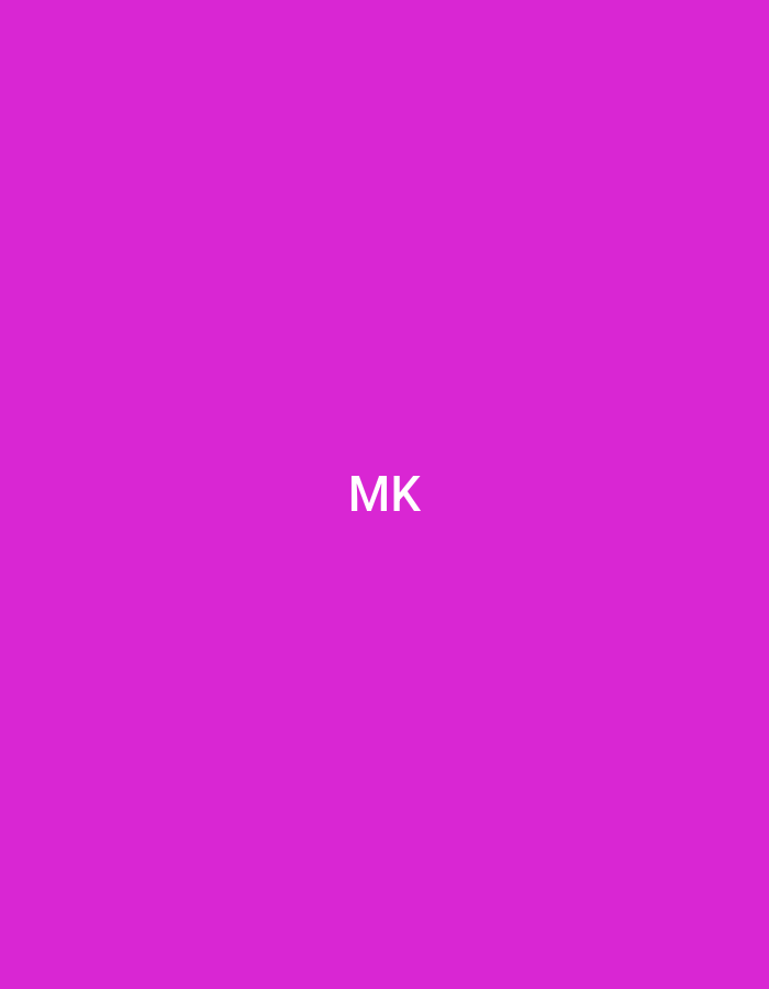 The image displays a two-dimensional graphic featuring a solid magenta background. Centrally positioned within the frame are the capital letters "MK" rendered in white, sans-serif typeface. A second, much fainter iteration of the white capital letters "MK" is barely discernible towards the top-center of the graphic. The graphic is devoid of any discernible environmental features, objects, people, or actions, presenting as an abstract visual. This graphic is associated with the city of Casablanca, Morocco.