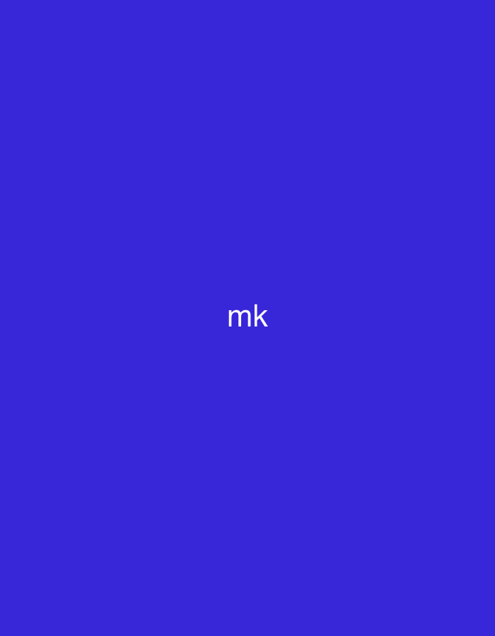 The image displays a simple, minimalist graphic. The central subject is the text "mk" rendered in white, sans-serif letters. This text is set against a solid, uniform deep blue background. There are no other discernible objects, people, or environmental elements present in the image. The graphic does not depict any activity or event. Notable details are limited to the color scheme and the text itself; there are no visual cues regarding time of day, weather, or specific location within Vagharshapat, Armenia, or anywhere else. The image appears to be a digital design, possibly a logo, watermark, or a placeholder graphic.
