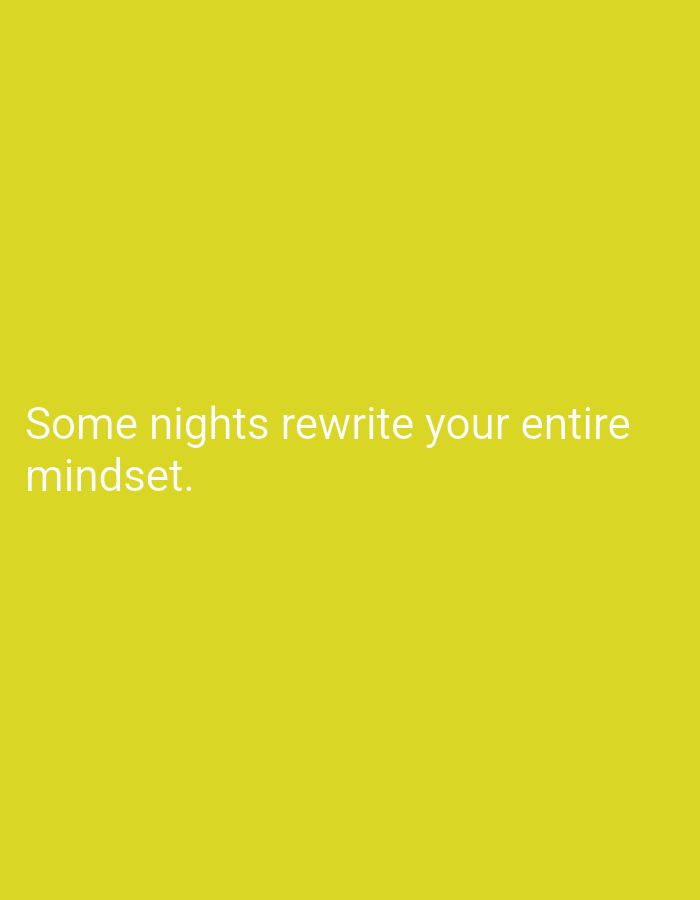 A motivational quote is displayed in white text against a solid yellow background. The text reads: "Some nights rewrite your entire mindset." The image does not contain any elements related to Mansehra, Pakistan.