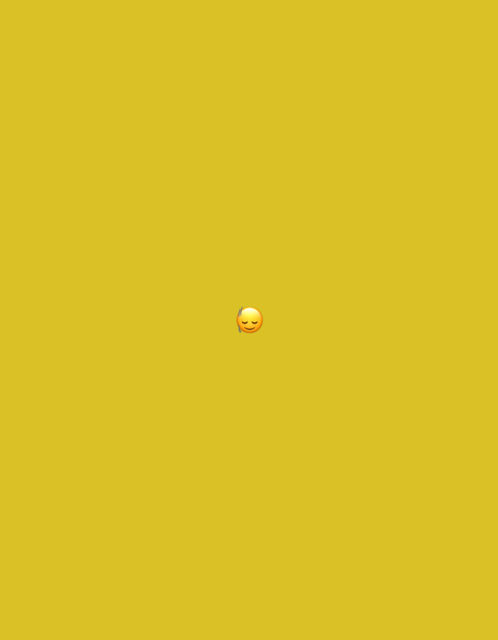 The image displays a simple yellow background with a single emoji of a smiling face with blushing cheeks and closed eyes, positioned in the center of the frame. There are no other objects, people, or environmental details visible. The location in Moscow, Russia, is not determinable from the provided image.