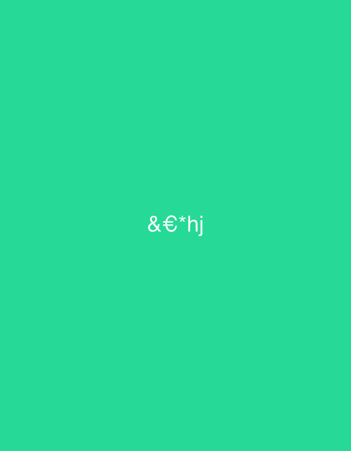 The image is a plain, solid color background of a bright, vibrant turquoise. Centered in the middle of the frame, the text "&€*hj" is displayed in a plain, white, sans-serif font. There is no discernible connection to Casablanca, Morocco, or any specific location. The image is a simple graphic with no other elements present.